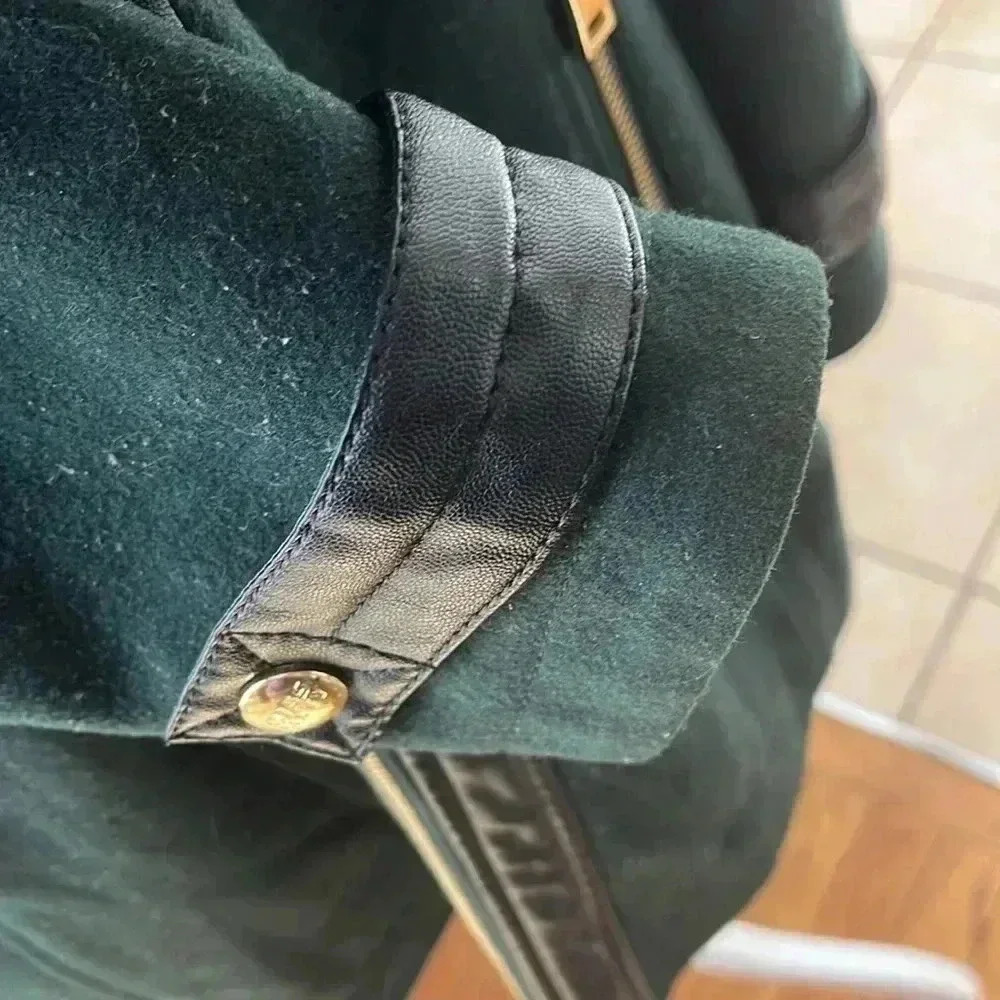 [S]  Miss Sixty Women's Zip Front Wool Blend Green Military Pea Coat - Picture 6 of 12